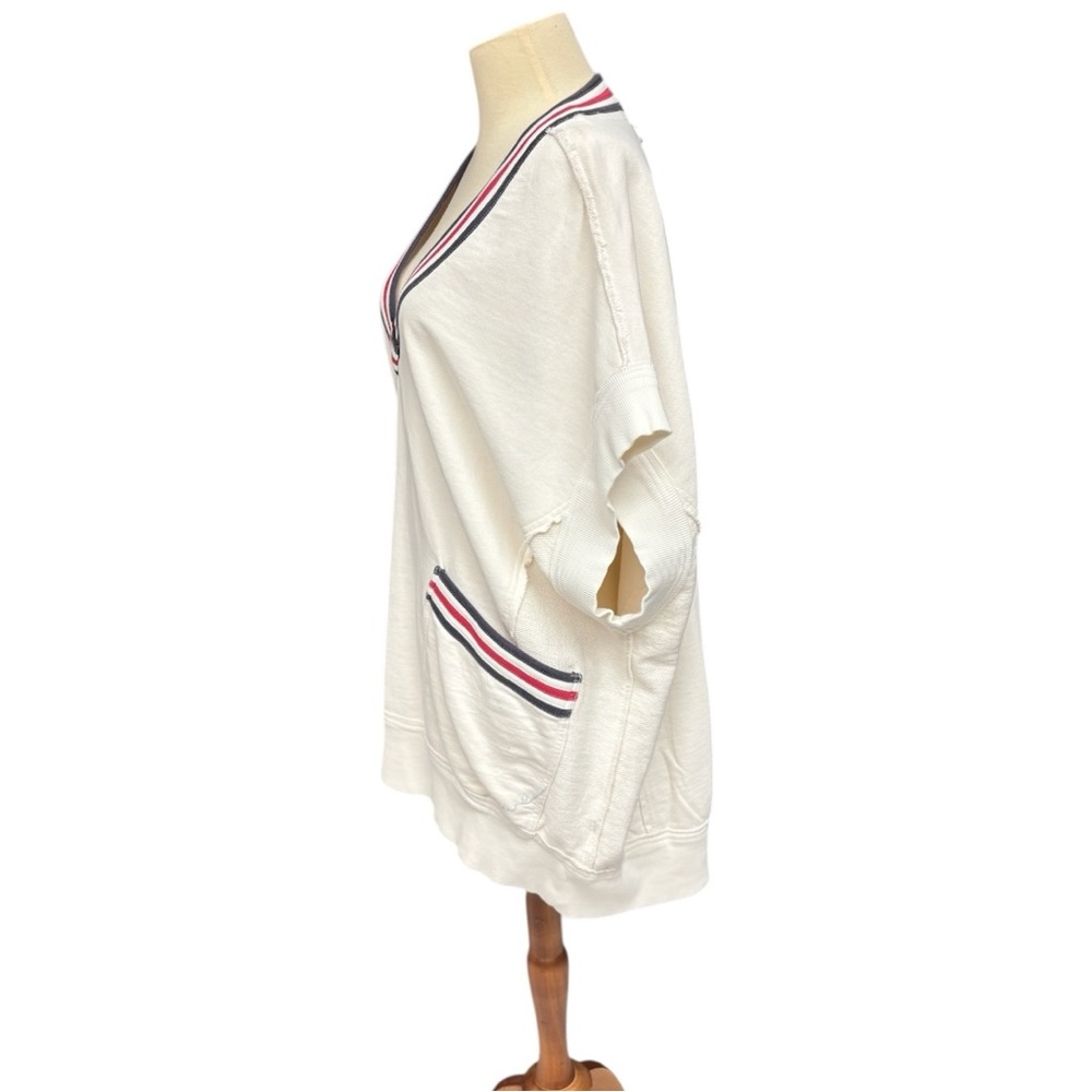 We The Free Free People Ivory Ivy Oversized V-Neck Sweater Vest Size Medium NWT - Picture 8 of 13